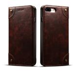 For iPhone 8 Plus / 7 Plus Baroque Simple Horizontal Flip Leather Case, with Holder & Card Slots & Wallet(Dark Brown)