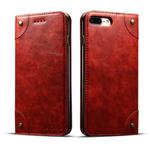 For iPhone 8 Plus / 7 Plus Baroque Simple Horizontal Flip Leather Case, with Holder & Card Slots & Wallet(Red)