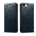 For iPhone 8 Plus / 7 Plus Baroque Simple Horizontal Flip Leather Case, with Holder & Card Slots & Wallet(Blue)