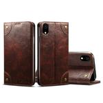 For iPhone XR Baroque Simple Horizontal Flip Leather Case with Holder & Card Slots & Wallet(Dark Brown)