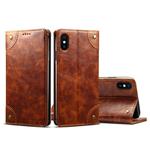 For iPhone XS Max Baroque Simple Horizontal Flip Leather Case, with Holder & Card Slots & Wallet(Light Brown)