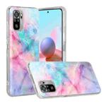 For Xiaomi Redmi Note 10 Marble Pattern Soft TPU Protective Case(Pink Green)
