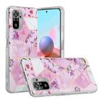 For Xiaomi Redmi Note 10 Plating Splicing Gilding TPU Protective Case(Purple Flowers)