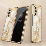 For Xiaomi Mi Mix Fold GKK Electroplating Painted Glass Phone Case(Gold Line Yellow)