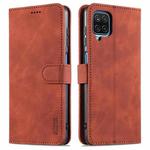 For Samsung Galaxy A12 5G AZNS Skin Feel Calf Texture Horizontal Flip Leather Case with Card Slots & Holder & Wallet(Brown)