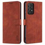 For Samsung Galaxy A72 5G / 4G AZNS Skin Feel Calf Texture Horizontal Flip Leather Case with Card Slots & Holder & Wallet(Brown)