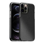 For iPhone 12 / 12 Pro Transparent Carbon Fiber  + TPU Shockproof Case(Black)