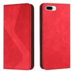 Skin Feel Magnetic S-type Solid Color Horizontal Flip Leather Case with Holder & Card Slot & Wallet For iPhone 8 Plus & 7 Plus(Red)