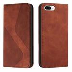 Skin Feel Magnetic S-type Solid Color Horizontal Flip Leather Case with Holder & Card Slot & Wallet For iPhone 8 Plus & 7 Plus(Brown)