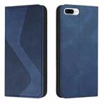 Skin Feel Magnetic S-type Solid Color Horizontal Flip Leather Case with Holder & Card Slot & Wallet For iPhone 8 Plus & 7 Plus(Blue)