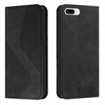 Skin Feel Magnetic S-type Solid Color Horizontal Flip Leather Case with Holder & Card Slot & Wallet For iPhone 8 Plus & 7 Plus(Black)