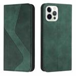 Skin Feel Magnetic S-type Solid Color Horizontal Flip Leather Case with Holder & Card Slot & Wallet For iPhone 12 Pro Max(Green)