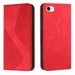 For iPhone SE 2022 / SE 2020 / 8 / 7 Skin Feel Magnetic S-type Solid Color Horizontal Flip Leather Case with Holder & Card Slot & Wallet(Red)