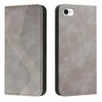 For iPhone SE 2022 / SE 2020 / 8 / 7 Skin Feel Magnetic S-type Solid Color Horizontal Flip Leather Case with Holder & Card Slot & Wallet(Grey)