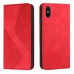 Skin Feel Magnetic S-type Solid Color Horizontal Flip Leather Case with Holder & Card Slot & Wallet For iPhone X / XS(Red)