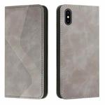 For iPhone X / XS Skin Feel Magnetic S-type Solid Color Horizontal Flip Leather Case with Holder & Card Slot & Wallet(Grey)