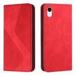 For iPhone XR Skin Feel Magnetic S-type Solid Color Horizontal Flip Leather Case with Holder & Card Slot & Wallet(Red)