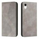 For iPhone XR Skin Feel Magnetic S-type Solid Color Horizontal Flip Leather Case with Holder & Card Slot & Wallet(Grey)