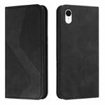 For iPhone XR Skin Feel Magnetic S-type Solid Color Horizontal Flip Leather Case with Holder & Card Slot & Wallet(Black)