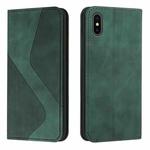 Skin Feel Magnetic S-type Solid Color Horizontal Flip Leather Case with Holder & Card Slot & Wallet For iPhone XS Max(Green)