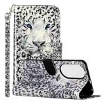 For Huawei P50 Pro 3D Pattern Horizontal Flip PU Leather Case with Holder & Card Slots & Wallet(Leopard)