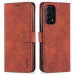 For OPPO Reno5 / Reno5 K AZNS Skin Feel Calf Texture Horizontal Flip Leather Case with Card Slots & Holder & Wallet(Brown)