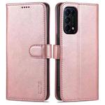 For OPPO Reno5 / Reno5 K AZNS Skin Feel Calf Texture Horizontal Flip Leather Case with Card Slots & Holder & Wallet(Rose Gold)