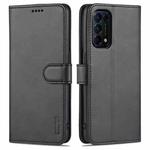For OPPO Reno5 / Reno5 K AZNS Skin Feel Calf Texture Horizontal Flip Leather Case with Card Slots & Holder & Wallet(Black)