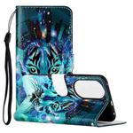For Huawei P50 Oil Embossed Pattern Horizontal Flip PU Leather Case with Holder & Card Slots & Wallet & Lanyard(Tiger)