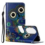 For Huawei P50 Pro Oil Embossed Pattern Horizontal Flip PU Leather Case with Holder & Card Slots & Wallet & Lanyard(Blue Owl)