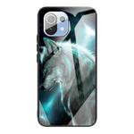 For Xiaomi Mi 11 Colorful Painted Glass Shockproof Protective Case(Wolf)