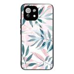 For Xiaomi Mi 11 Pro Colorful Painted Glass Shockproof Protective Case(Leaves)