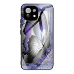 For Xiaomi Mi 11 Lite Colorful Painted Glass Shockproof Protective Case(Butterfly)