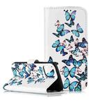 For Samsung Galaxy A22 5G Colored Drawing Marble Pattern Horizontal Flip PU Leather Case with Holder & Card Slots & Wallet(Little Blue Butterflies)