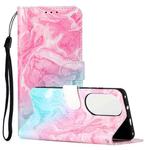 For Huawei P50 Colored Drawing Marble Pattern Horizontal Flip PU Leather Case with Holder & Card Slots & Wallet(Pink Green Marble)