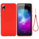 For ZTE A3 2020 Pure Color Liquid Silicone Shockproof Full Coverage Case(Red)