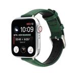 14mm Slim Genuine Leather Watch Band Watch Band For Apple Watch Series 7 45mm / 6 & SE & 5 & 4 44mm / 3 & 2 & 1 42mm(Dark Green)