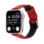 14mm Slim Genuine Leather Watch Band Watch Band For Apple Watch Series 8&7 41mm / SE 2&6&SE&5&4 40mm / 3&2&1 38mm(Red)
