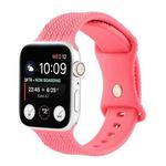 Woven Pattern Figure 8 Buckle Silicone Strap Watch Band For Apple Watch Ultra 49mm / Series 8&7 45mm / SE 2&6&SE&5&4 44mm / 3&2&1 42mm(Rose Red)