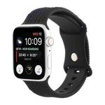 Woven Pattern Figure 8 Buckle Silicone Strap Watch Band For Apple Watch Ultra 49mm / Series 8&7 45mm / SE 2&6&SE&5&4 44mm / 3&2&1 42mm(Black)