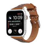 T-shaped Small Waist Flashing Diamond Genuine Leather Watch Band Watch Band For Apple Watch Ultra 49mm / Series 8&7 45mm / SE 2&6&SE&5&4 44mm / 3&2&1 42mm(Brown)