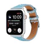 T-shaped Small Waist Flashing Diamond Genuine Leather Watch Band Watch Band For Apple Watch Series 8&7 41mm / SE 2&6&SE&5&4 40mm / 3&2&1 38mm(Blue)