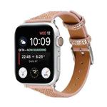 T-shaped Small Waist Flashing Diamond Genuine Leather Watch Band Watch Band For Apple Watch Series 8&7 41mm / SE 2&6&SE&5&4 40mm / 3&2&1 38mm(Rose Gold)