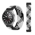 For Garmin Vivoactive 3 Adjustable Nylon Braided Elasticity Watch Band, Size:145mm(Black White)