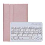 A220 Splittable Bluetooth Keyboard Leather Tablet Case for Samsung Galaxy Tab A7 Lite 8.7 T220 / T225, with Holder & Elastic Band Function(Rose Gold)