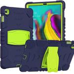 3-Layer Protection Screen Frame + PC + Silicone Shockproof Combination Case with Holder For Samsung Galaxy Tab S5e T720(Navy Blue + Lime)