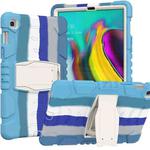 3-Layer Protection Screen Frame + PC + Silicone Shockproof Combination Case with Holder For Samsung Galaxy Tab S5e T720(Colorful Blue)