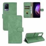 For vivo V21 Solid Color Skin Feel Magnetic Buckle Horizontal Flip Calf Texture PU Leather Case with Holder & Card Slots & Wallet(Green)