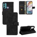 For Motorola Moto G60 / G40 Fusion Solid Color Skin Feel Magnetic Buckle Horizontal Flip Calf Texture PU Leather Case with Holder & Card Slots & Wallet(Black)