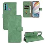 For Motorola Moto G60 / G40 Fusion Solid Color Skin Feel Magnetic Buckle Horizontal Flip Calf Texture PU Leather Case with Holder & Card Slots & Wallet(Green)